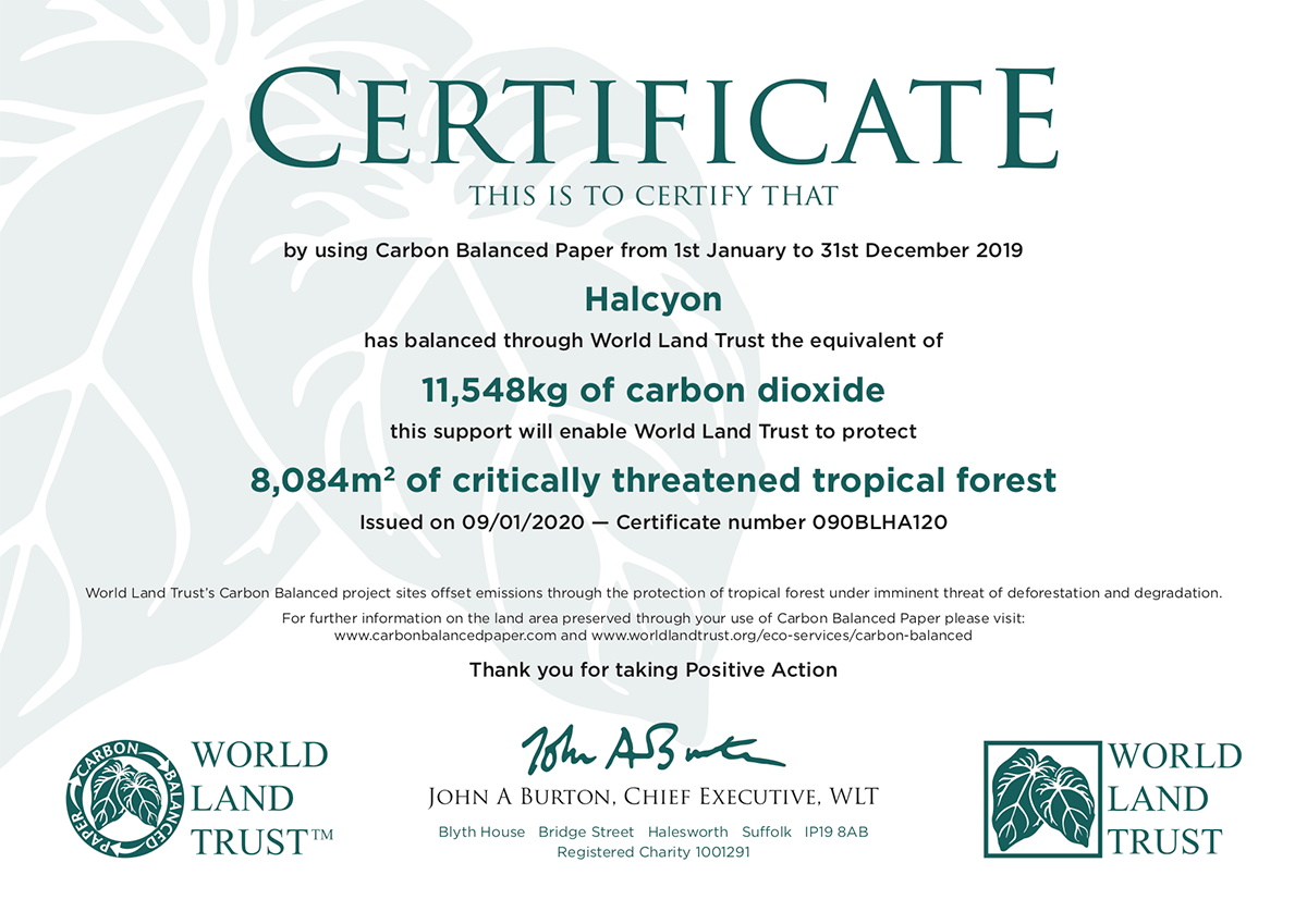 Halcyon Certificate